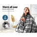 Giselle Bedding Electric Throw Rug Flannel Snuggle Blanket Washable Heated Grey and White Checkered -Home Living Store - -  