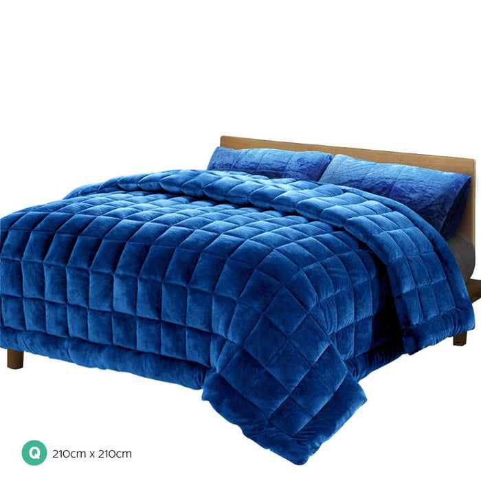 Giselle Bedding Faux Mink Quilt Blue Queen -Home Living Store - -  