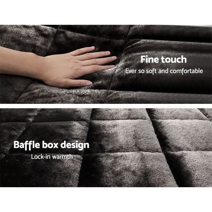 Giselle Bedding Faux Mink Quilt Charcoal Double -Home Living Store - -  