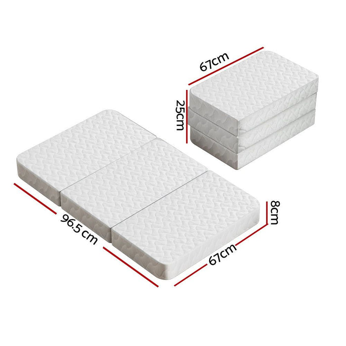 Giselle Bedding Foldable Mattress Folding Foam Cot Bed White -Home Living Store - -  
