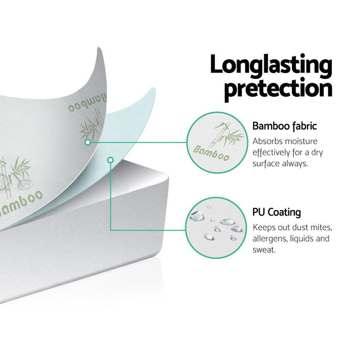 Giselle Bedding Mattress Protector Bamboo Double -Home Living Store - -  