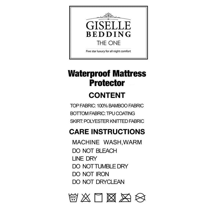 Giselle Bedding Mattress Protector Bamboo Single -Home Living Store - -  