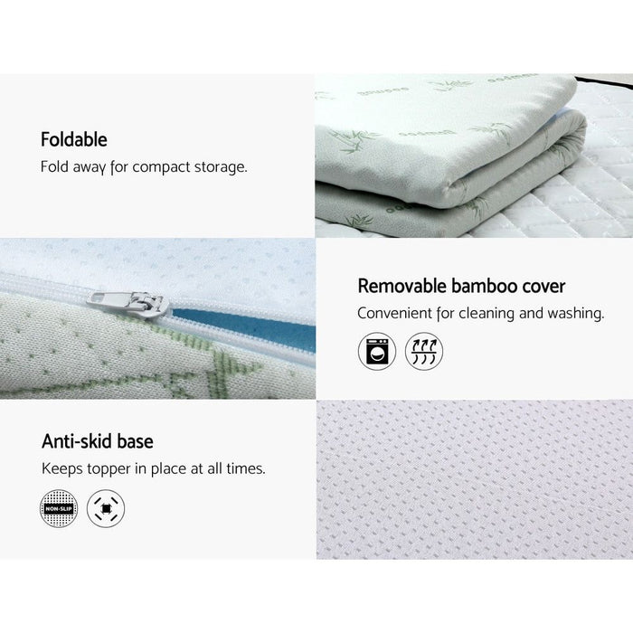 Giselle Bedding Memory Foam Mattress Topper 7-Zone 5cm Queen -Home Living Store - -  