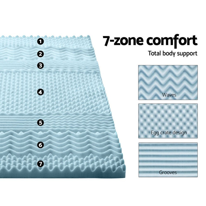 Giselle Bedding Memory Foam Mattress Topper 7-Zone 5cm Queen -Home Living Store - -  