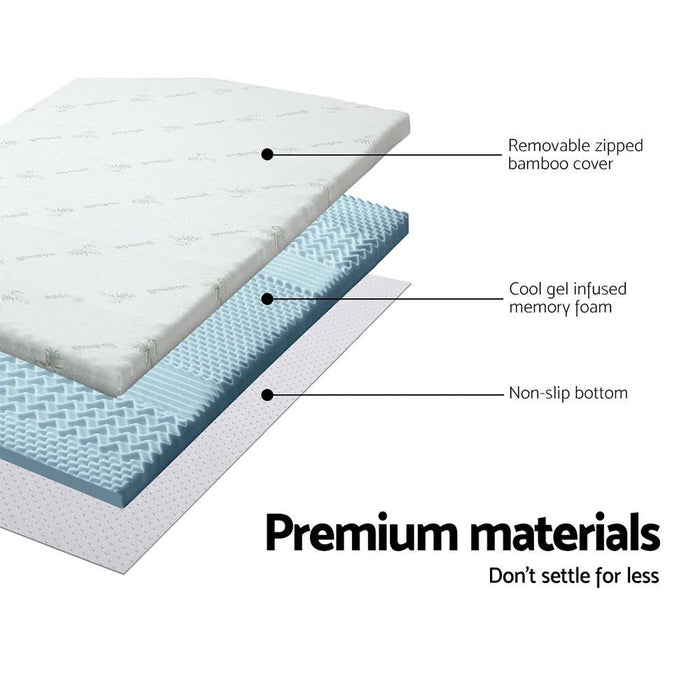 Giselle Bedding Memory Foam Mattress Topper 7-Zone 8cm Single -Home Living Store - -  