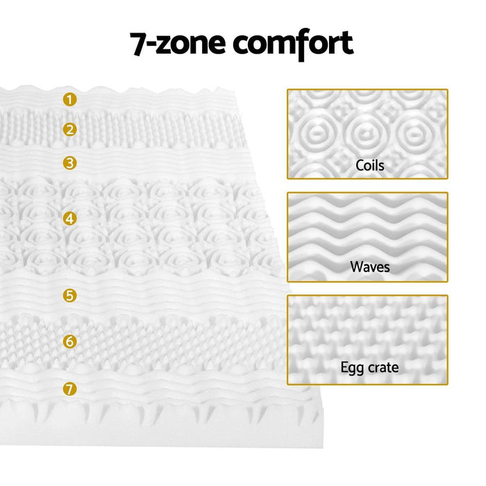 Giselle Bedding Memory Foam Mattress Topper 7-Zone Airflow Pad 8cm Queen White -Home Living Store - -  