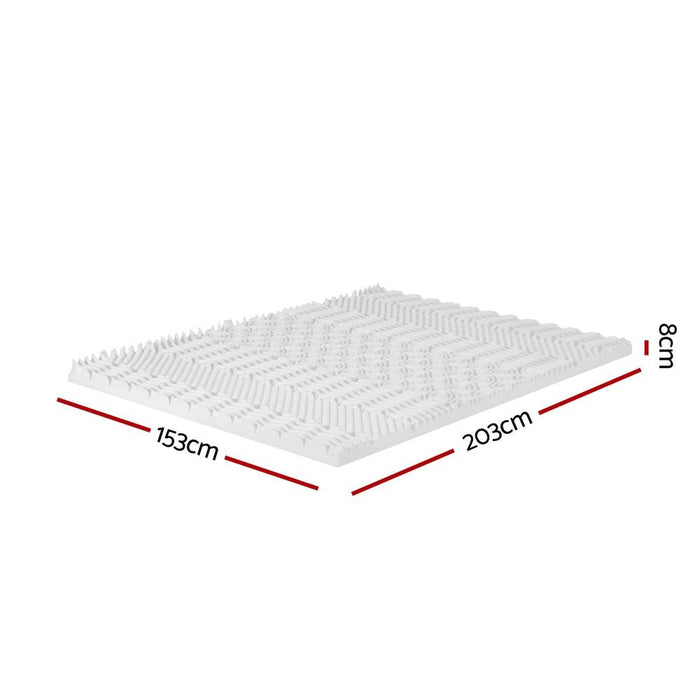 Giselle Bedding Memory Foam Mattress Topper 7-Zone Airflow Pad 8cm Queen White -Home Living Store - -  