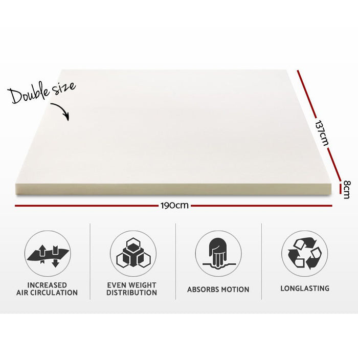 Giselle Bedding Memory Foam Mattress Topper 8cm Double -Home Living Store - -  