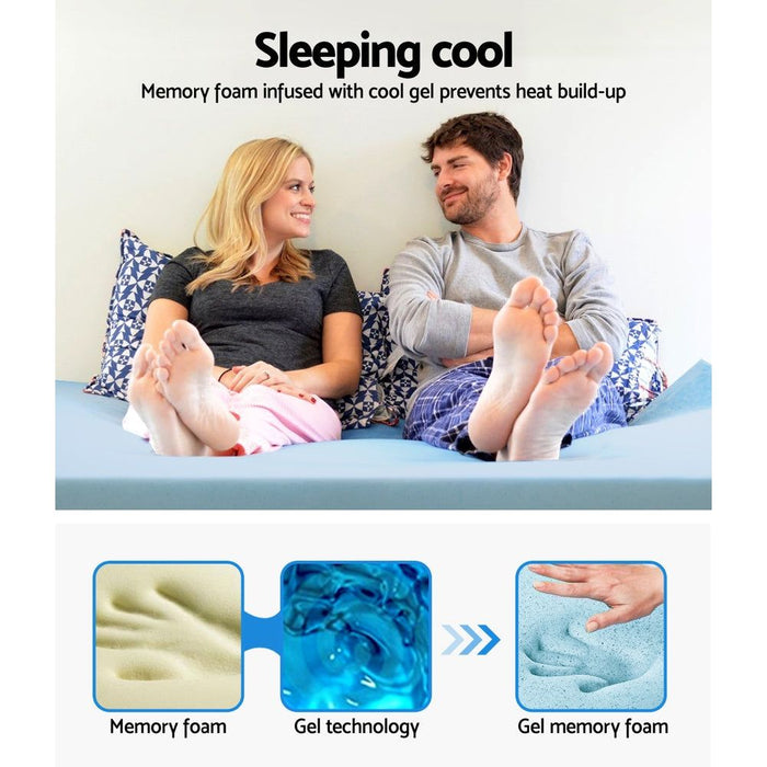 Giselle Bedding Memory Foam Mattress Topper Cool Gel 5cm Double -Home Living Store - -  