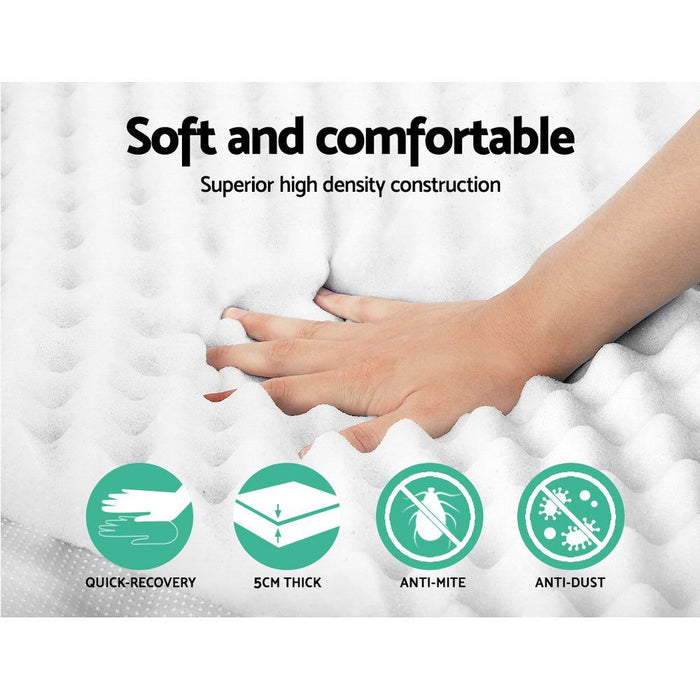 Giselle Bedding Memory Foam Mattress Topper Egg Crate 5cm King -Home Living Store - -  