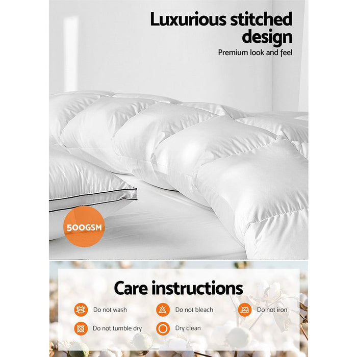 Giselle Bedding Super King 500GSM Goose Down Feather Quilt -Home Living Store - -  