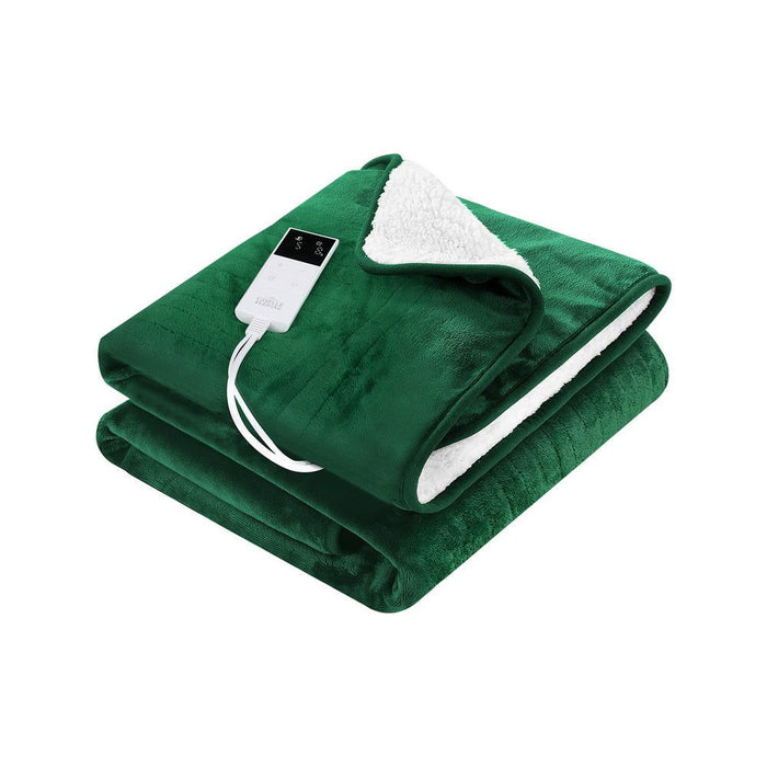 Giselle Electric Throw Rug Heated Blanket Double Sided Green -Home Living Store - -  
