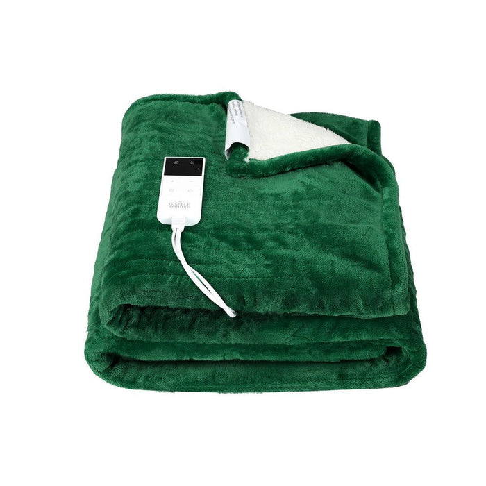 Giselle Electric Throw Rug Heated Blanket Double Sided Green -Home Living Store - -  