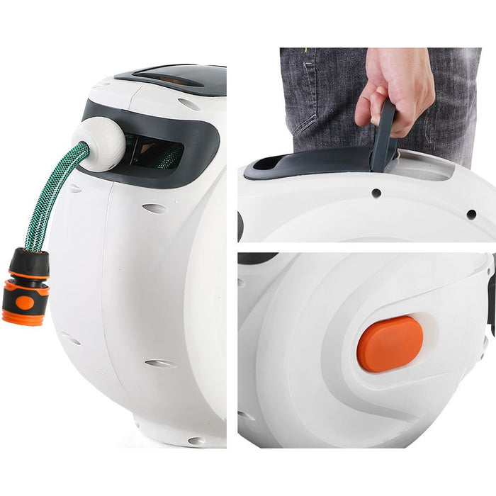 Greenfingers 10M Retractable Water Hose Reel Garden Spray Gun Storage AutoRewind -Home Living Store - -  