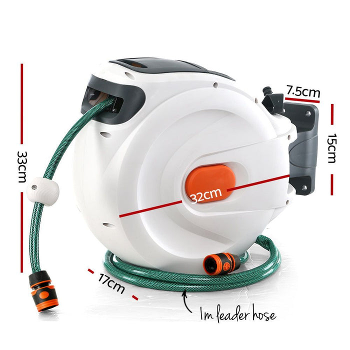 Greenfingers 10M Retractable Water Hose Reel Garden Spray Gun Storage AutoRewind -Home Living Store - -  