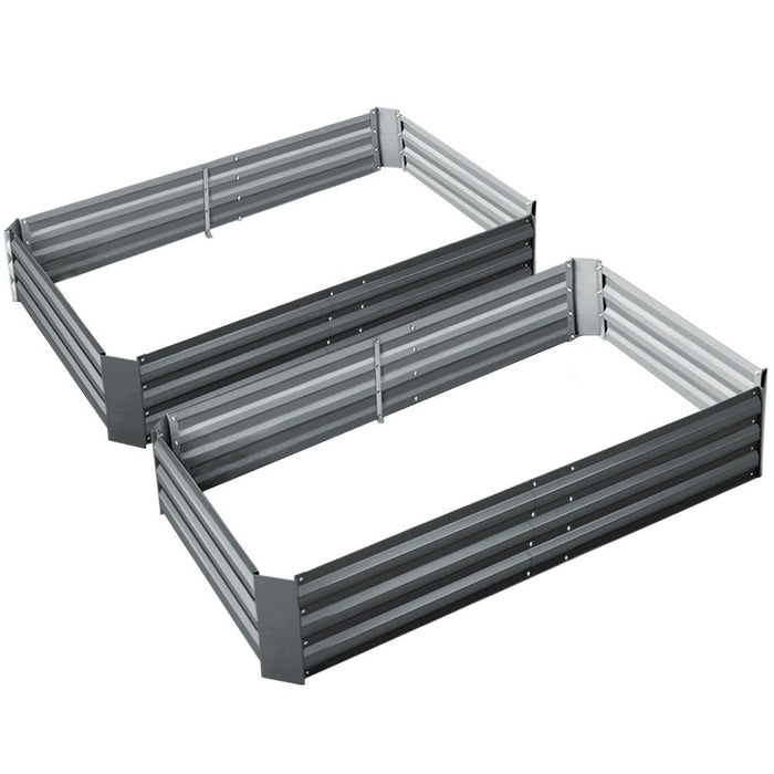 Greenfingers 2x Garden Bed 150x90cm Planter Box Raised Container Galvanised Herb -Home Living Store - -  