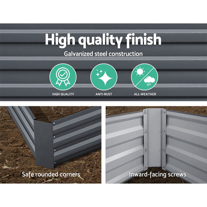 Greenfingers 2x Garden Bed 150x90cm Planter Box Raised Container Galvanised Herb -Home Living Store - -  