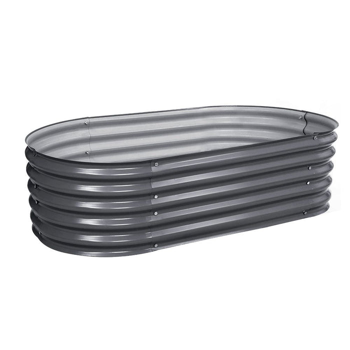 Greenfingers Garden Bed 160X80X42cm Oval Planter Box Raised Container Galvanised -Home Living Store - -  