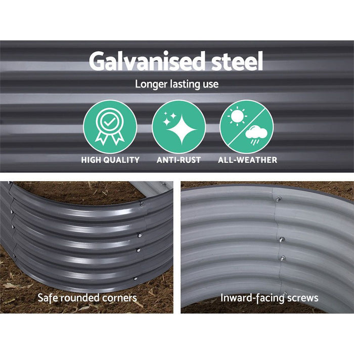 Greenfingers Garden Bed 160X80X42cm Oval Planter Box Raised Container Galvanised -Home Living Store - -  
