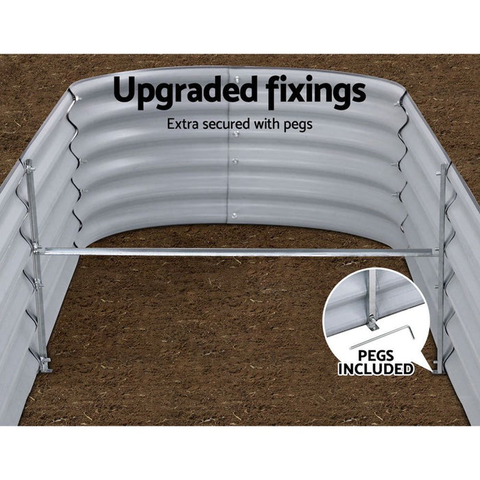 Greenfingers Garden Bed 240X80X42cm Oval Planter Box Raised Container Galvanised -Home Living Store - -  