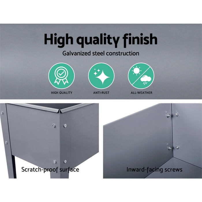 Greenfingers Garden Bed Elevated 100X80X30cm Planter Box Container Galvanised -Home Living Store - -  