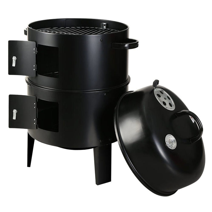 Grillz 3 in 1 Charcoal BBQ Smoker Black Home Living Store