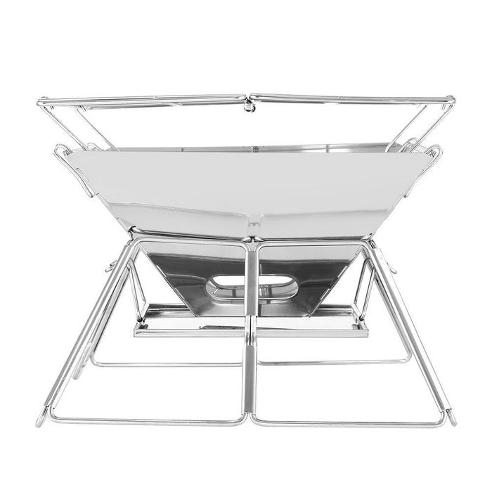 Grillz Camping Fire Pit BBQ 2-in-1 Grill Smoker Outdoor Portable Stainless Steel -Home Living Store - -  