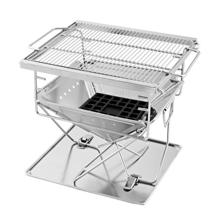Grillz Camping Fire Pit BBQ Portable Folding Stainless Steel Stove Outdoor Pits -Home Living Store - -  