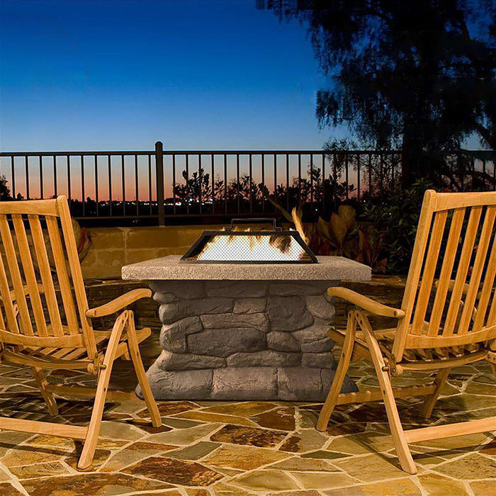 Grillz Fire Pit Outdoor Table Charcoal Garden Fireplace Backyard Firepit Heater -Home Living Store - -  