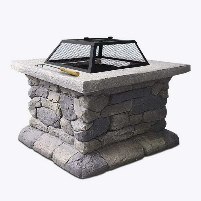 Grillz Fire Pit Outdoor Table Charcoal Garden Fireplace Backyard Firepit Heater -Home Living Store - -  