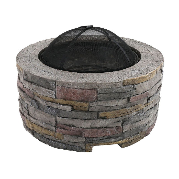 Grillz Fire Pit Table Outdoor Fireplace - Round -Home Living Store - -  
