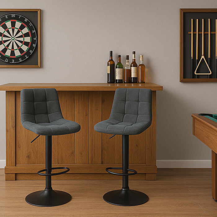 Four Harry Bar Stools Gas Lift Black Metal Black PU by Urban Style