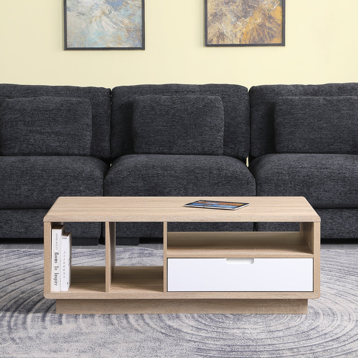 Tauris HOVERCTLO Coffee Table – Light Oak with Painted White Drawer