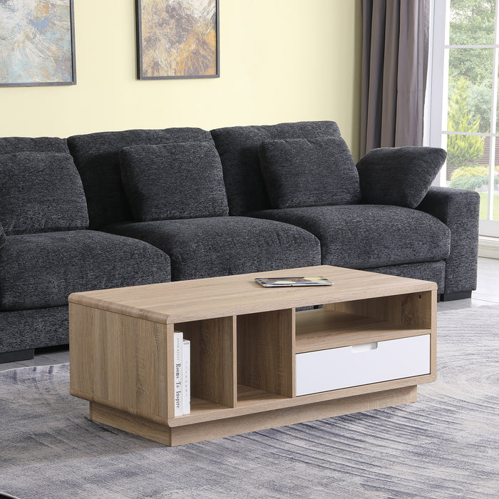 Tauris HOVERCTLO Coffee Table – Light Oak with Painted White Drawer