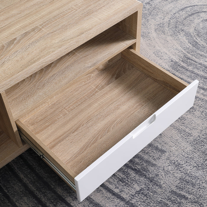 Tauris HOVERCTLO Coffee Table – Light Oak with Painted White Drawer