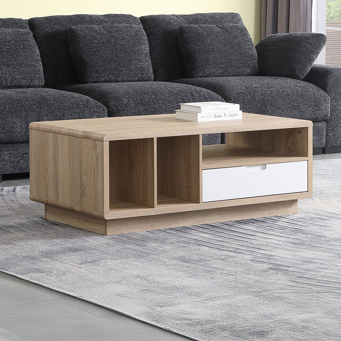 Tauris HOVERCTLO Coffee Table – Light Oak with Painted White Drawer