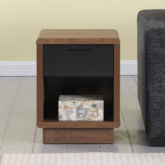 Tauris HOVERETDO Side Table – Dark Oak with Black Painted Drawer