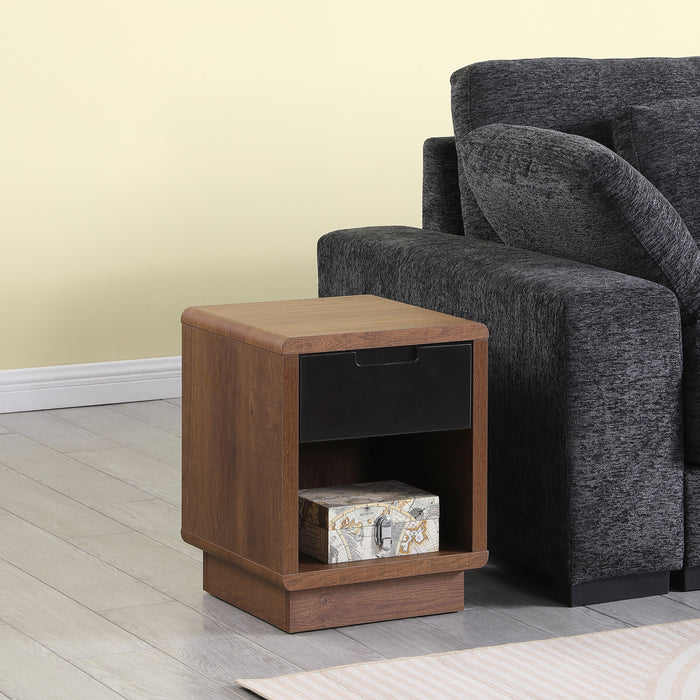 Tauris HOVERETDO Side Table – Dark Oak with Black Painted Drawer