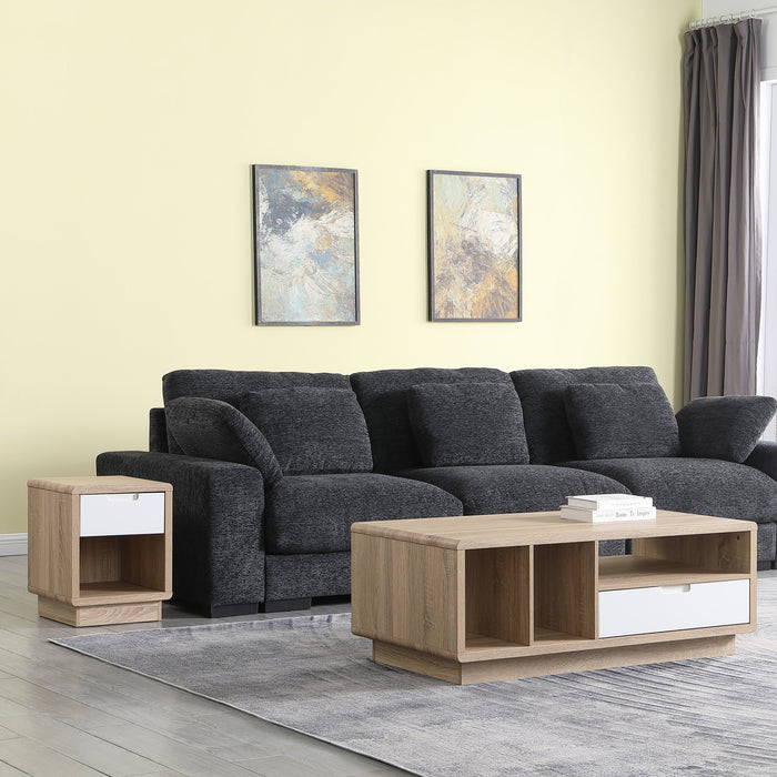 Tauris HOVERETLO Side Table – Light Oak with White Painted Drawer