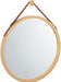 Hanging Round Wall Mirror 38 cm - Solid Bamboo Frame and Adjustable Leather Strap for Bathroom and Bedroom -Home Living Store - -  