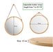 Hanging Round Wall Mirror 38 cm - Solid Bamboo Frame and Adjustable Leather Strap for Bathroom and Bedroom -Home Living Store - -  
