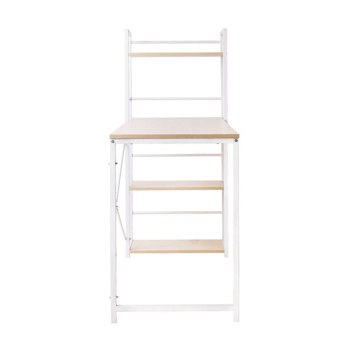 Henderson 1200mm Metal Desk with Shelves - White with Oak Top -Home Living Store - -  