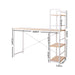 Henderson 1200mm Metal Desk with Shelves - White with Oak Top -Home Living Store - -  