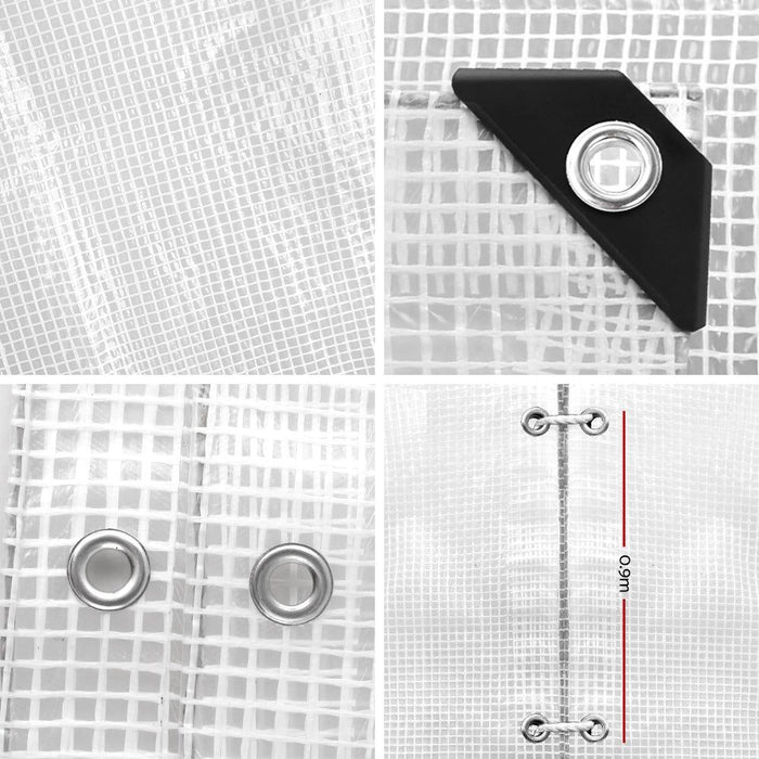 Instahut 5x10m Tarp Camping Tarps Poly Tarpaulin Heavy Duty Cover 135gsm Clear -Home Living Store - -  