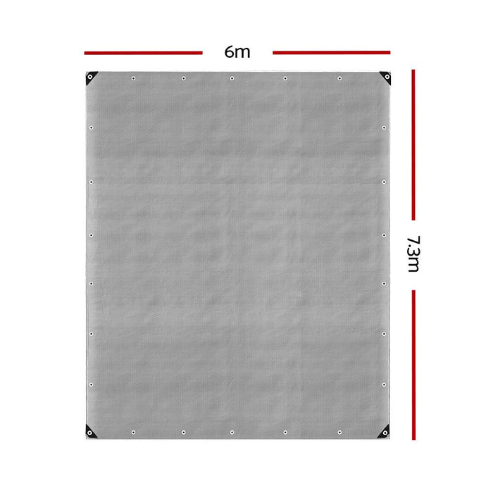 Instahut 6x7.3m Tarp Camping Tarps Poly Tarpaulin Heavy Duty Cover 180gsm Silver -Home Living Store - -  