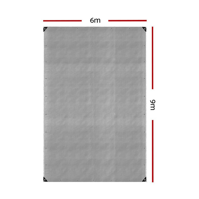 Instahut 6x9m Tarp Camping Tarps Poly Tarpaulin Heavy Duty Cover 180gsm Silver -Home Living Store - -  