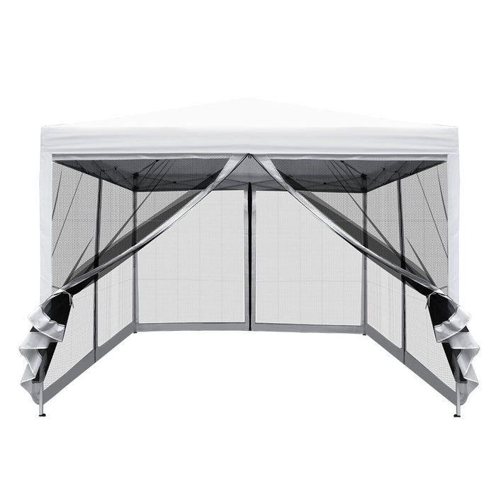Instahut Gazebo Pop Up Marquee 3x3m Wedding Party Outdoor Camping Tent Canopy Shade Mesh Wall White -Home Living Store - -  