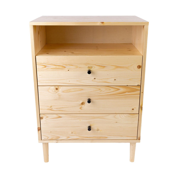 Jamie Tallboy 3 Chest of Drawers Solid Pine Wood Bed Storage Cabinet - Natural -Home Living Store - -  