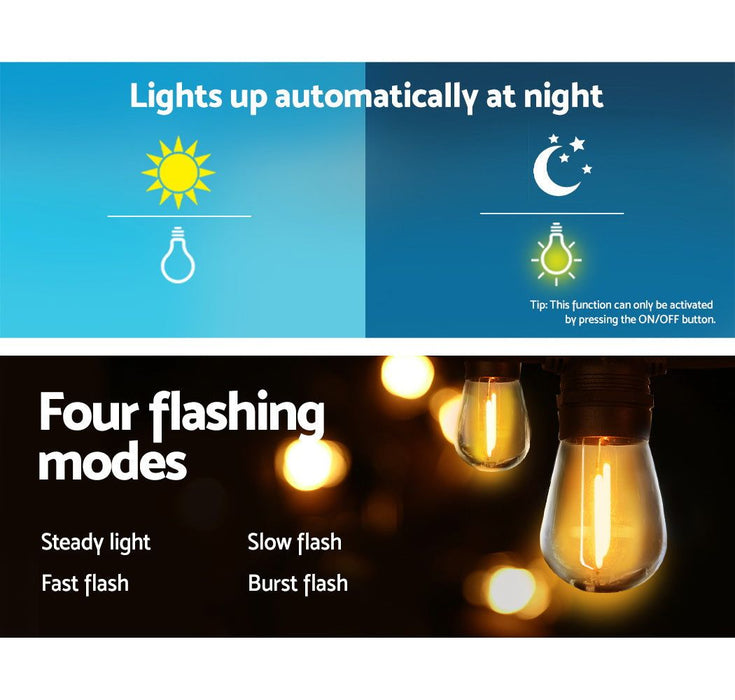 Jingle Jollys 17m Festoon String Lights Solar Wedding Party Waterproof Outdoor -Home Living Store - -  