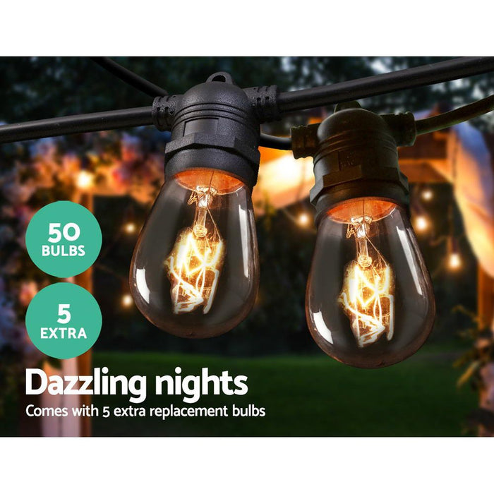Jingle Jollys 47m Festoon String Lights Christmas Bulbs Party Wedding Garden Party -Home Living Store - -  